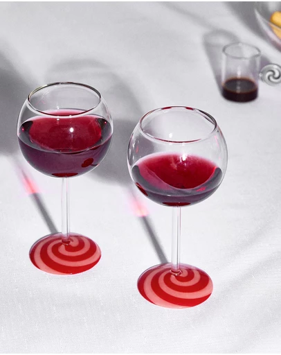 Fazeek - Swirl Wine Glasses Red/Pink