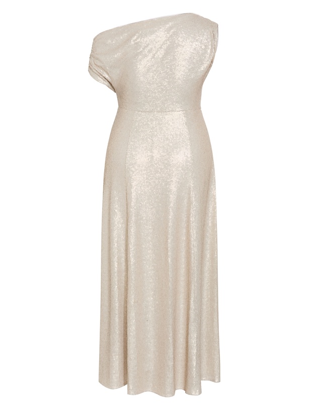 City Chic - Plus size Sequin Off Shoulder Maxi Dress - gold