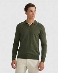 Oxford - Reiss Tipping Collar Long Sleeve Knit Polo