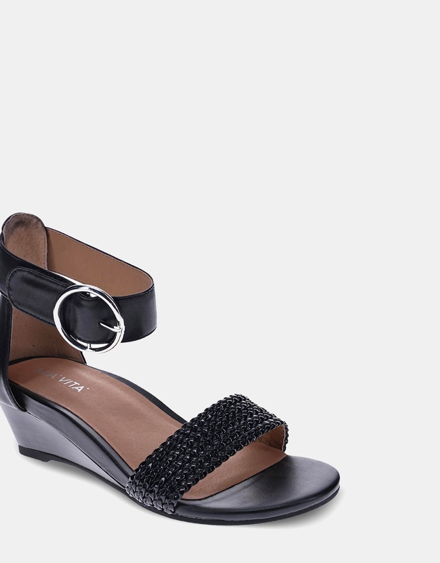 Mia Vita - Nasia Wedge Sandal - Black