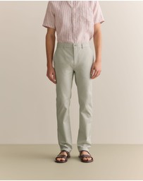Trenery - Regular Fit Yarn Dyed Cotton Dobby Chino in Light Grey