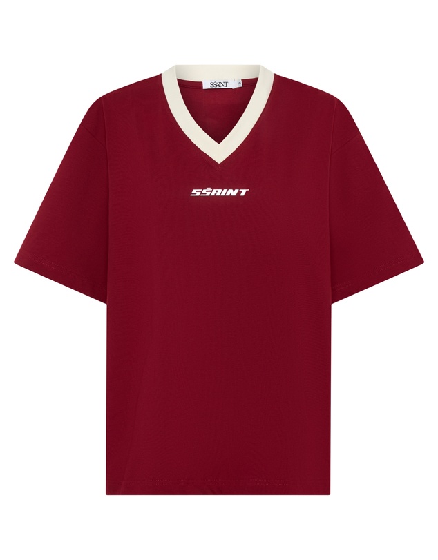 SSAINT - Reflective V Neck Tee Cherry
