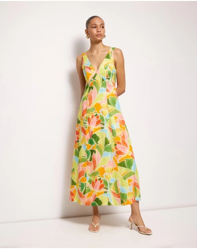 AERE - Emina Linen Beaded Midi Dress