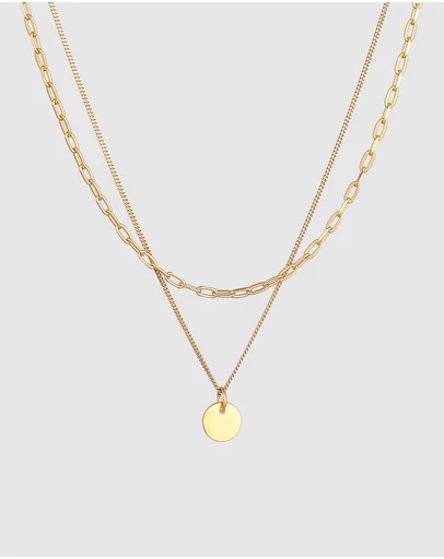 Elli Jewelry - Oval Layered Pendant Necklace in Gold-Plated 925 Silver