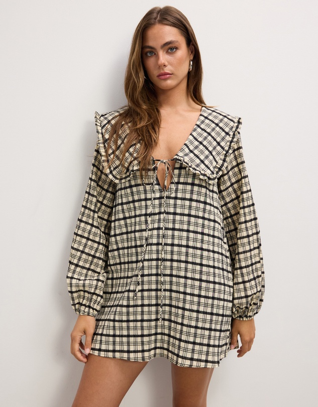 The Fated - Adela Check Collared Mini Dress