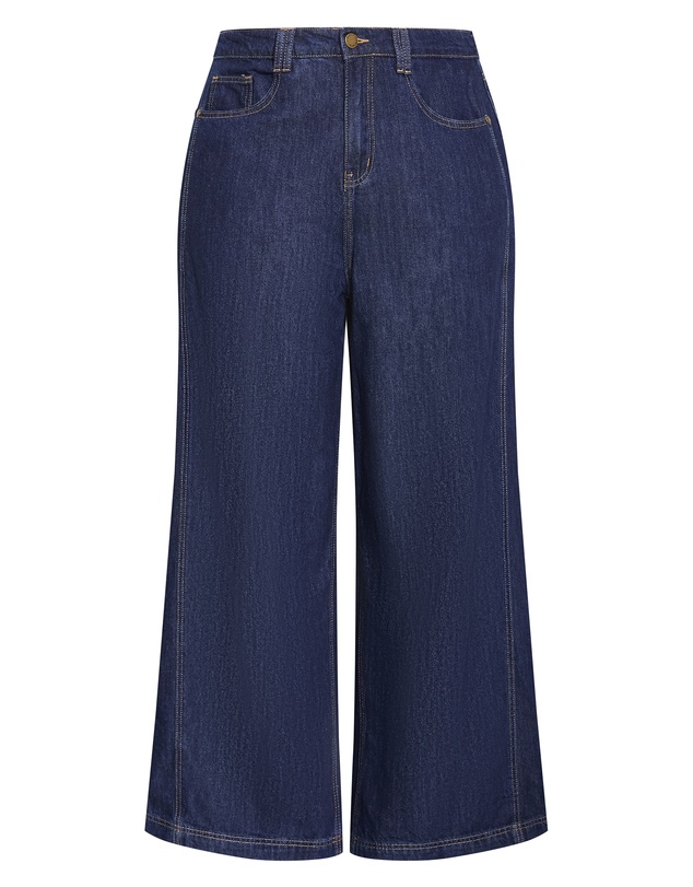 City Chic - Plus size Harley Fit Lucia Wide Leg Short Jean - dark wash