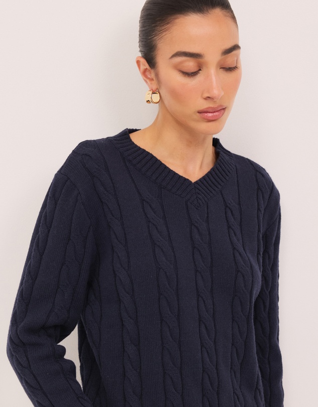 Calli - Leo Wool Blend Cable Knit Jumper