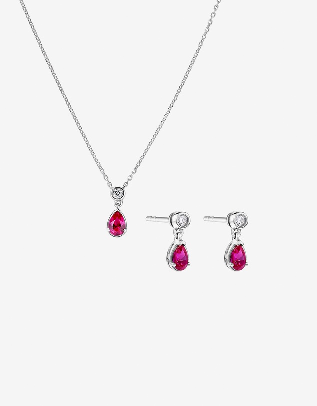 Michael Hill - Laboratory-Grown Diamond & Created Ruby Gift Set in Silver