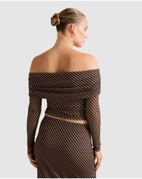 Forever New - Kaia Ruched Mesh Bardot Top