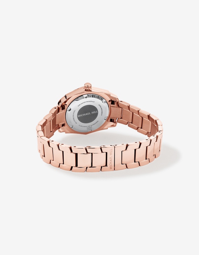 Michael Hill - Ladies Mother of Pearl Watch with 0.28 Carat TW of Diamonds in Rose Tone Stainless Steel