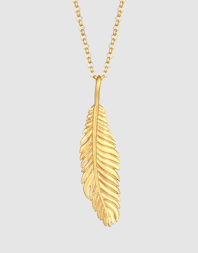 Kuzzoi - ICONIC EXCLUSIVE - Feather Pendant Necklace in Gold-Plated 925 Sterling Silver