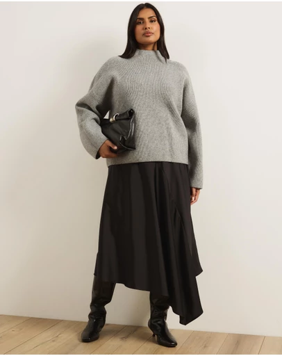 Atmos&Here Curvy - Bonnie Asymmetrical Handkerchief Midi Skirt