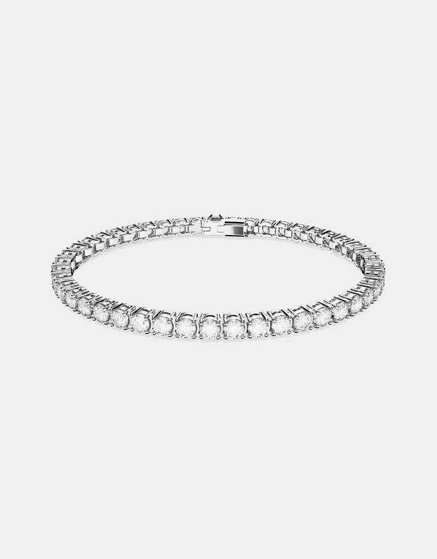 Swarovski - Matrix Tennis bracelet, Round cut, White, Rhodium plated