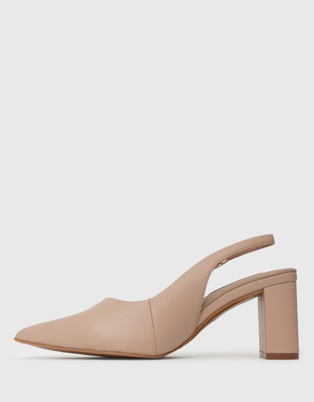 Betts - Flounce Block Heel Slingback Pumps