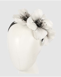 Max Alexander - Large White Black Flower Headband Fascinator