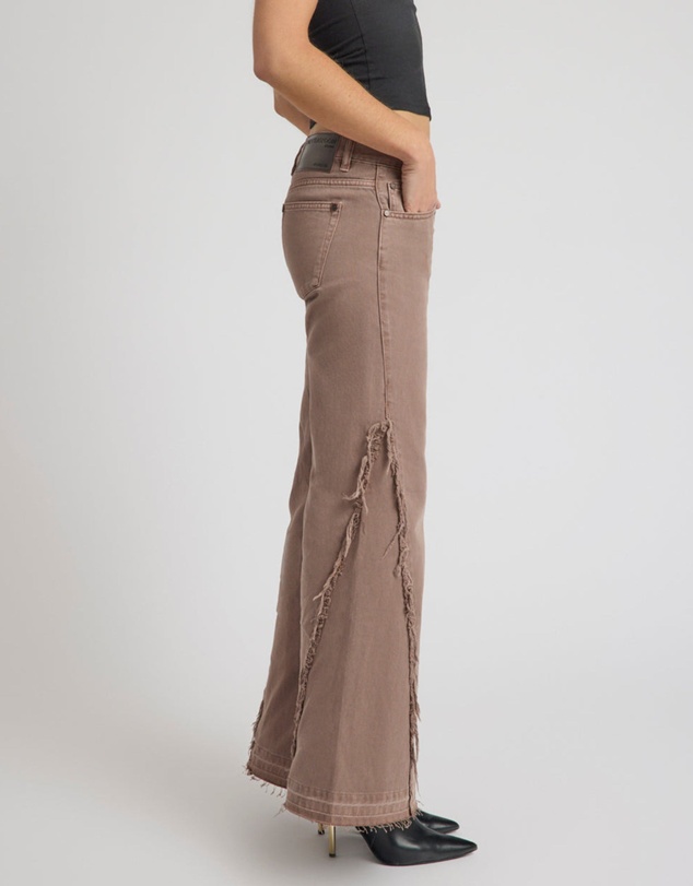 ONE TEASPOON - Johnnies Low Waist Wide Leg Flared Denim Jeans - Espresso Brown