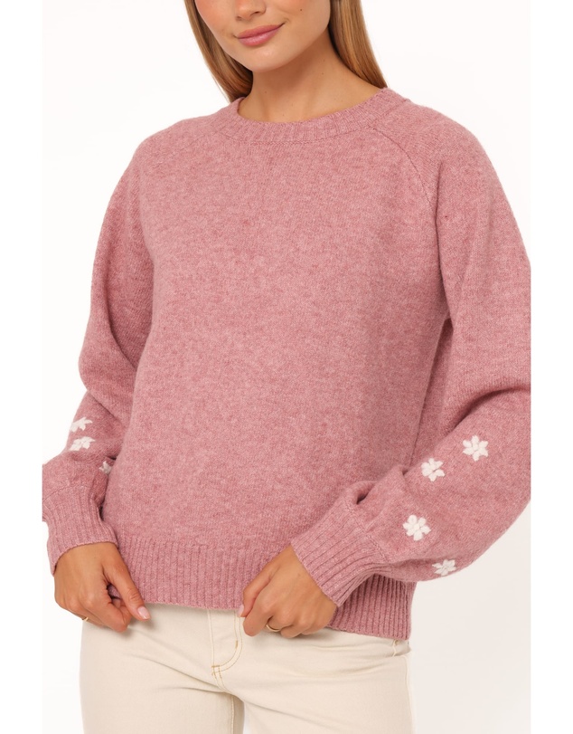 Petal & Pup - Fleming Flower Applique Sweater - Rose