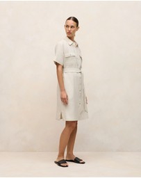 Trenery - Linen Pocket Detail Shirt Dress in Flax