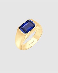Elli Jewelry - Ring Signet Sapphire Sterling Silver Gold Plated