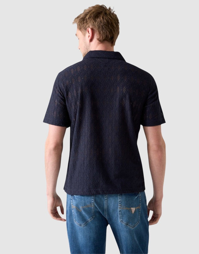 GUESS - Short Sleeve Crochet Resort Shirt
