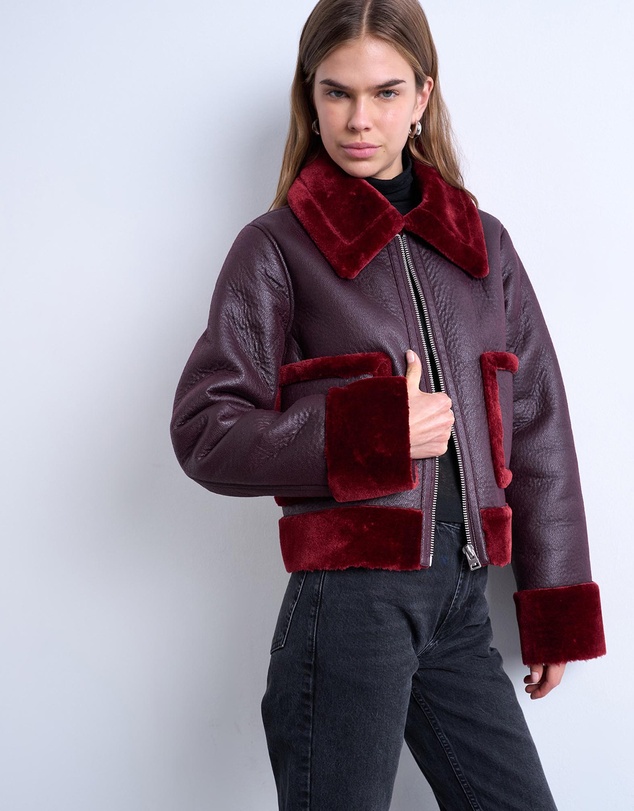 TOPSHOP - Faux Leather Cropped Jacket