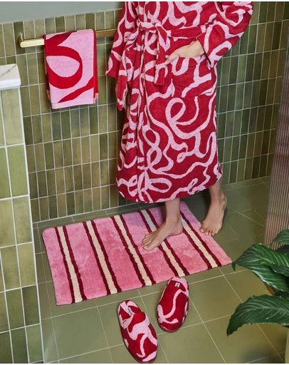 Mosey Me - Raspberry Stripe Bath Mat