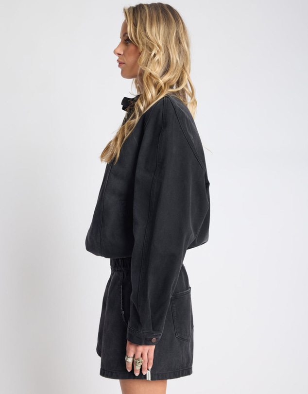ONE TEASPOON - Harley Denim Bomber Jacket - Smokey Black