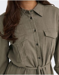 ONLY - Caro Linen Midi Shirt Dress