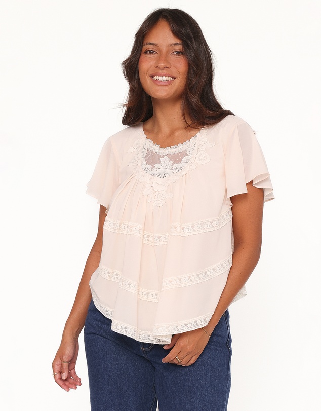 Petal & Pup - Galatea Lace Insert Top - Cream