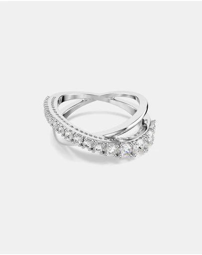 Swarovski - Hyperbola Ring, Mixed Cuts, White, Silver-Tone Finish