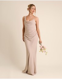 Six Stories - Cowl Front Asymmetrical Chiffon Bridesmaid Dress