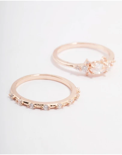 Lovisa - Rose Gold Plated Fine Marquise Stacking Ring 3-Pack