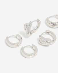 Lovisa - Waterproof Stainless Steel Chunky Huggie Earrings 3-Pack
