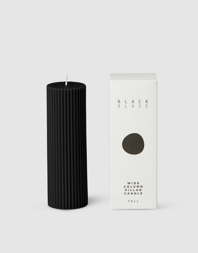 Black Blaze - Wide Column Pillar Candle