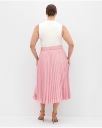 City Chic - Plus size Petra Pleat Midi Skirt - dusty rose