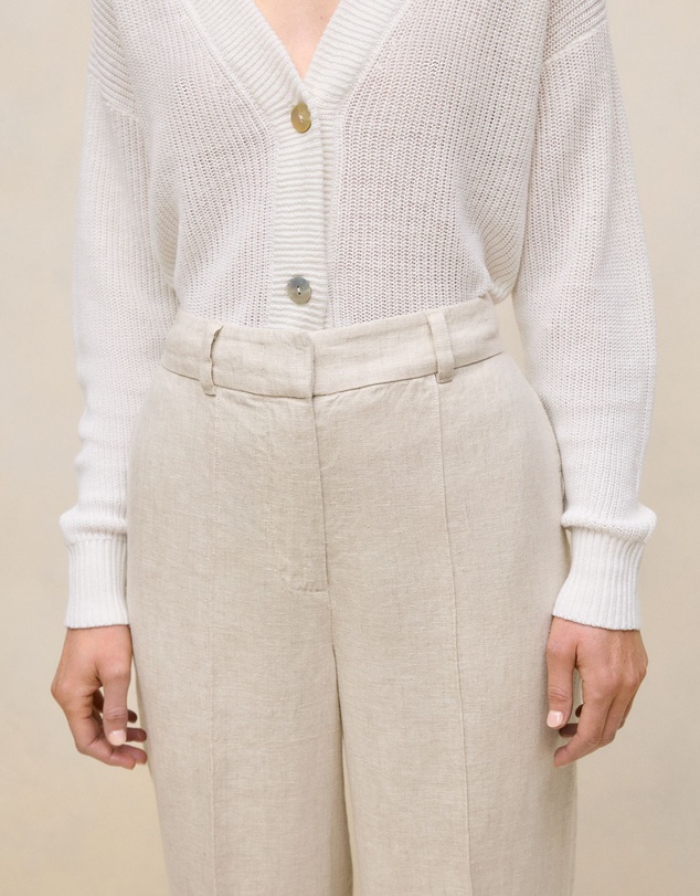 Trenery - Yarn Dyed Linen Pintucked Pant in Flax