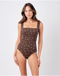 UNE PIECE - Textured Classic Square Neck One Piece Swimsuit