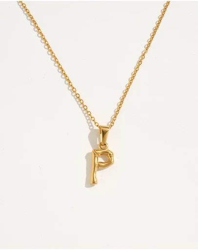 Reliquia Jewellery - P Initial Gold Charm Necklace