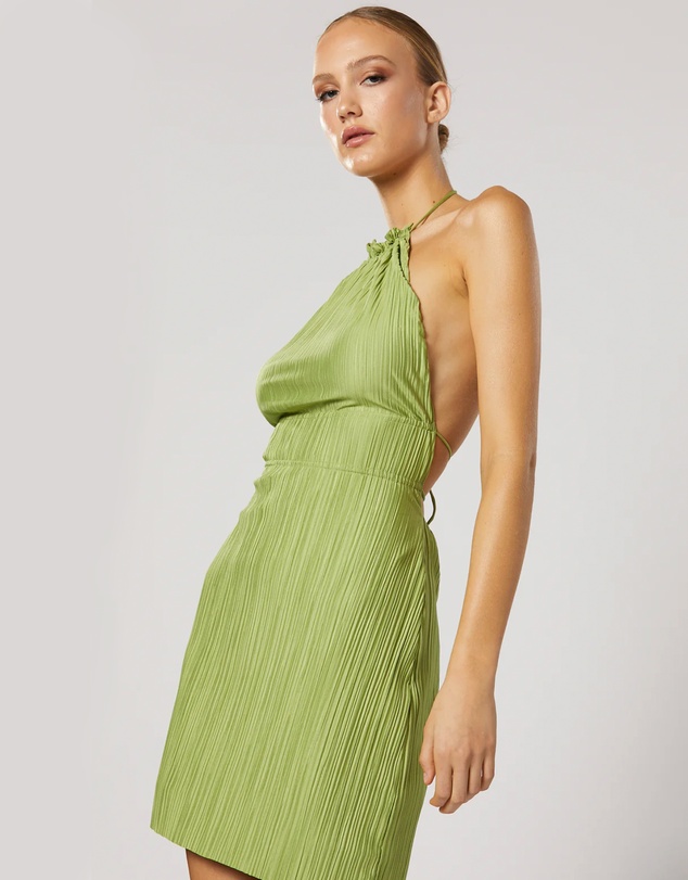 Winona - Plisse Short Dress Green