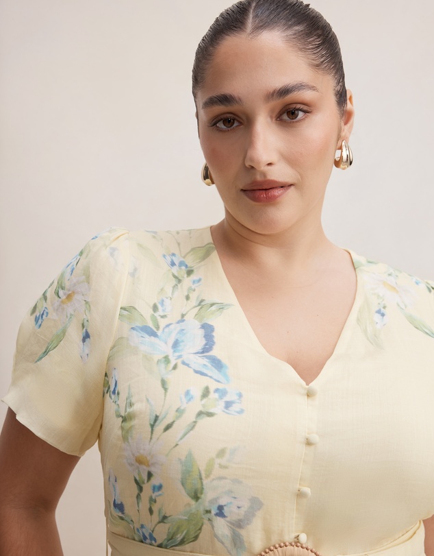 Forever New Curve - Calissa Curve V-Neck Short Sleeves Midi Dress