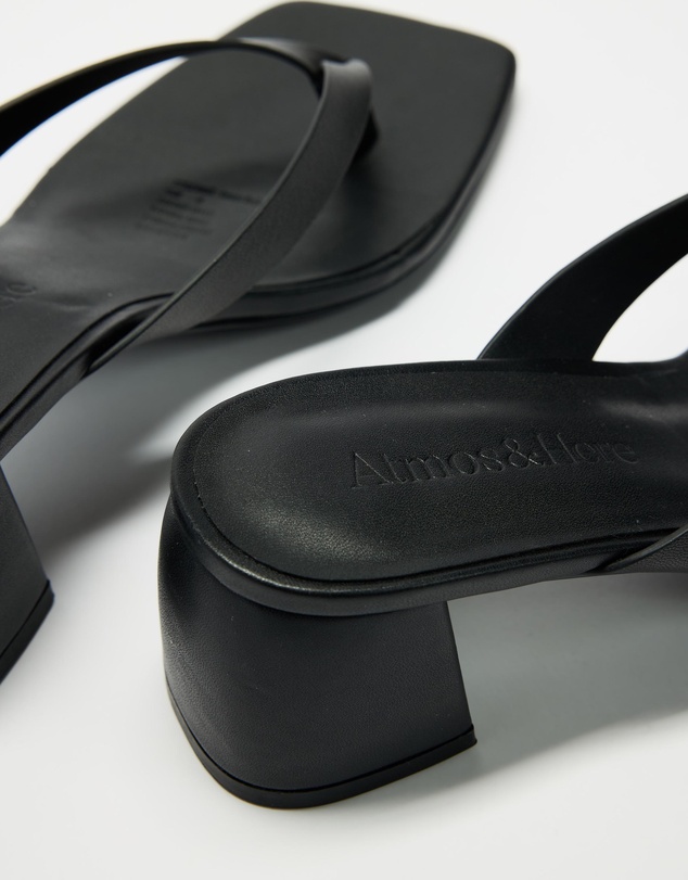 Atmos&Here - Gemma Block Leather Thong Heels