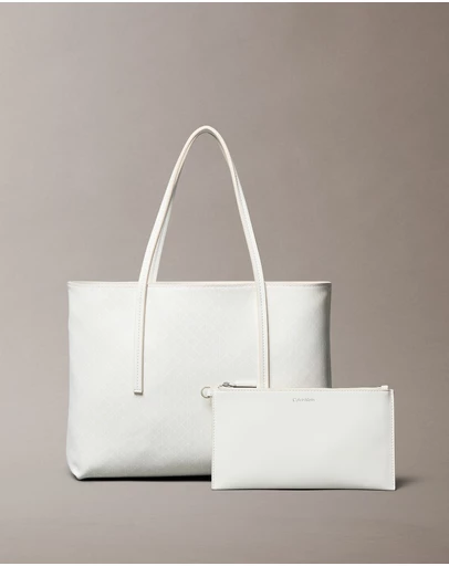Calvin Klein - Allover Monogram Logo Small Tote Bag with Pouch