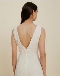 The Fated - Esther Column Broderie Midi Dress