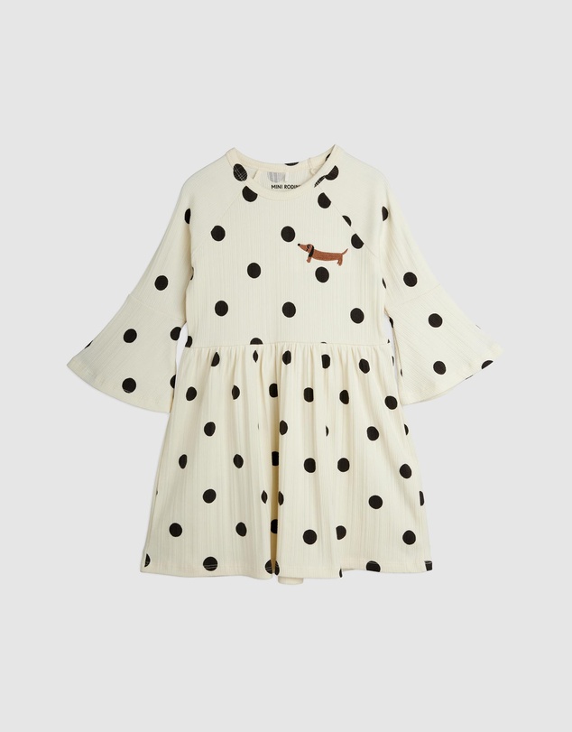Mini Rodini - Dots Aop Dog Trumpet Sleeve Dress