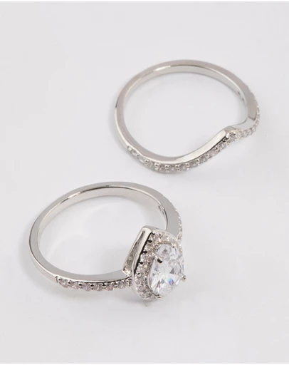 Lovisa - Silver Crowned Pear Crystal Ring