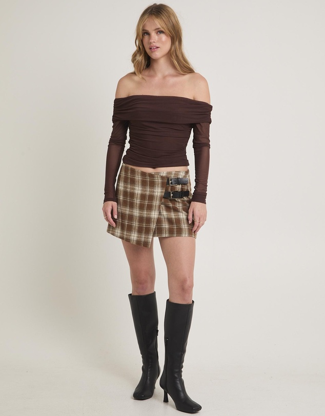 Alice In The Eve - Teagan Wrap Check Mini Skirt