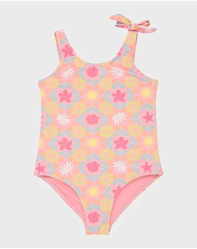 Roxy - Girls 2 to 7 Check One Piece Swimsuit