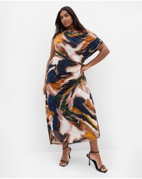 City Chic - Vivid Mesh Glaze Print Maxi Dress