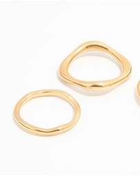 Lovisa - Waterproof Gold Plated Stainless Steel Organic Rings 3-Pack