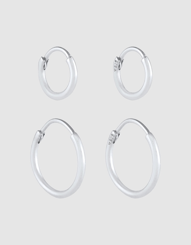 Kuzzoi - ICONIC EXCLUSIVE - Earrings Creole Set Duo Basic in 925 Sterling Silver